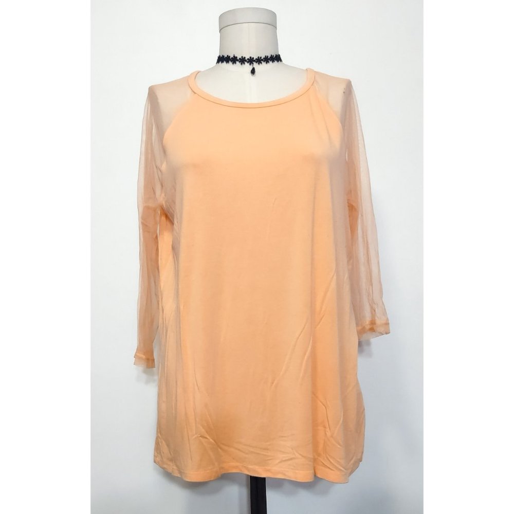 Orange Sherbert Mesh Sleeve Top